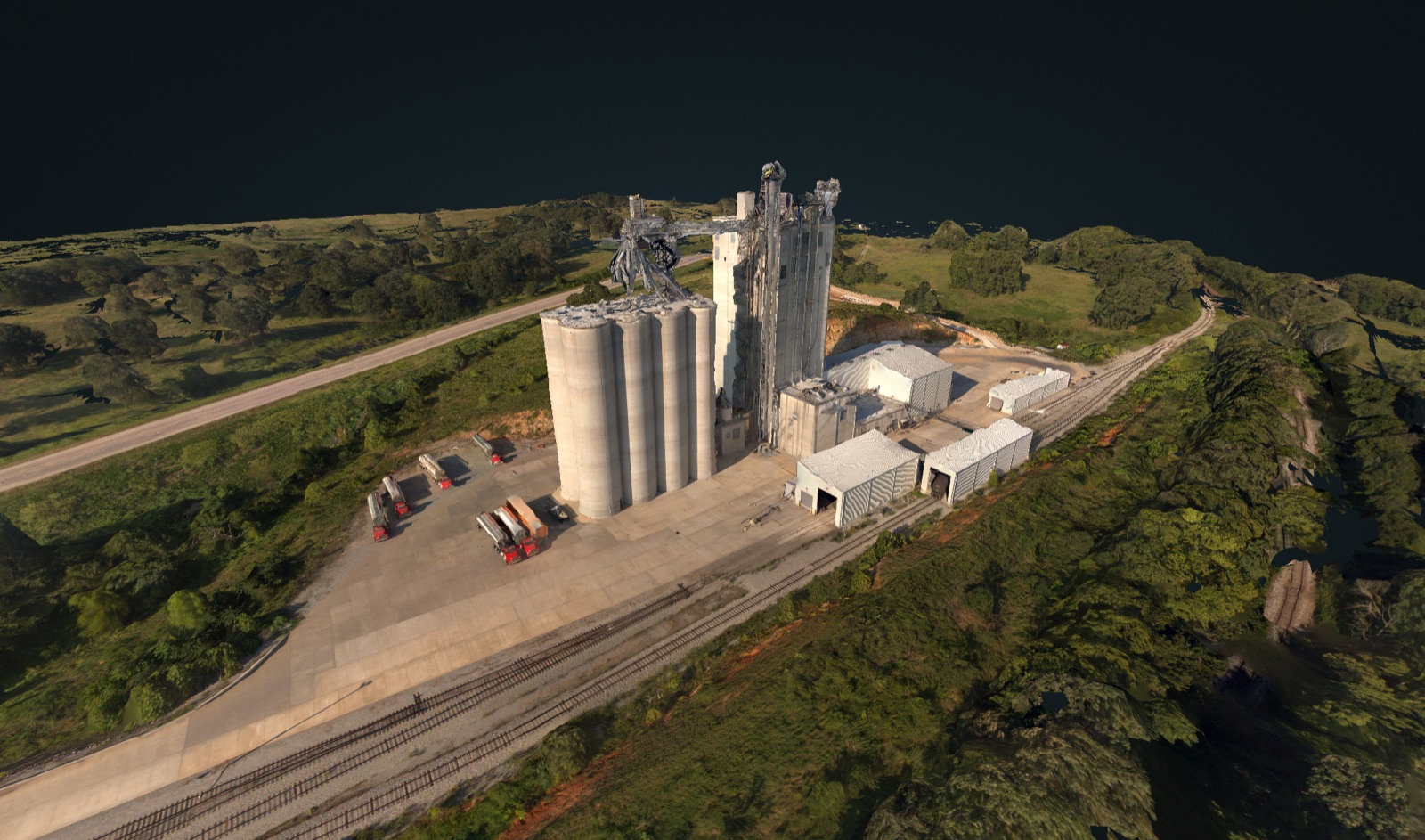 Textured 3D model of a feed mill facility reconstructed from drone photogrammetry